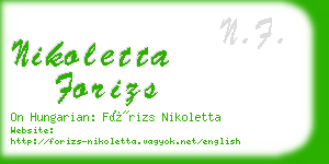 nikoletta forizs business card